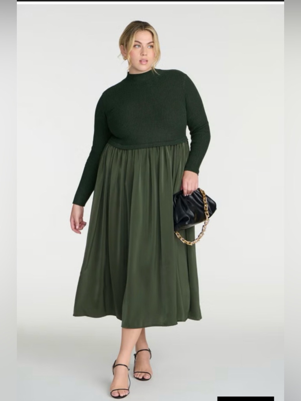 ELOQUII Mock Neck Twofer MIDI Dress